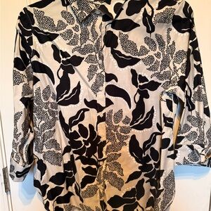 Chico's Black and Cream Polka Dot Blouse